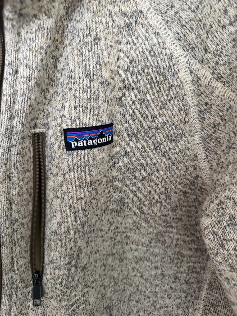 Patagonia Mens Heathered Cream/Tan Teddy Fleece Jacket - Picture 2 of 11